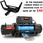 X-BULL 4x4 Electric Winch 12V 12000LBS synthetic rope 4WD Car with winch mounting plate V211-AUEB-XBEW006WP009