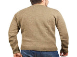 100% SHETLAND RAGG WOOL CREW Round Neck Knit JUMPER Pullover Mens Sweater Knitted - Nutmeg - XXL V563-SW-CN-NUTMEG23-XXL