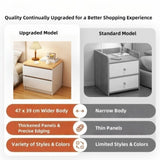 2x Bedside table pair oak wood grain drawers minimalist design furniture V360-ZC-FNBT0052-WTBG-2D-47X2