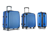 Wanderlite 3 Set Luggage 20-24-28 Inch with Zipper Lock Carry On Hard Shell Travel Suitcase Luggage LUG-ABS-ECO-3SET-BU