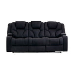 3+2 Seater Electric Recliner Stylish Rhino Fabric Black Lounge Armchair with LED Features V43-SET-ARN-3R+2RBL