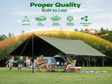 Instahut 4x6m Tarp Tarpaulin 600GSM Camping Canvas Heavy Duty Water Resistant TARP-GR-4X6