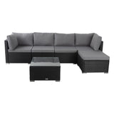 Ottoman-Style Outdoor Lounge Set in Black V264-OTF-507S-541S-BLK