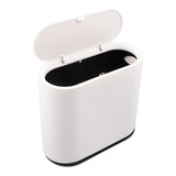 Plastic Trash Can with Press Type Lid Big White Garbage Container Bin for Bathroom Bedroom Kitchen V1294-YM0706-3117230159611