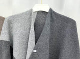 Grey Pure Wool Extra Large Shawl Scarf Color Block Multi-functional Warm Cashmere Cape Poncho V888-ELOSUNG32678
