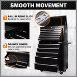 Black15 Drawer Tool Box Trolley Cabinet Storage Cart Garage Toolbox Organiser V465-95230-95237