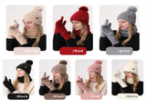 Women's Fashionable Winter 3-Piece Set Knit Hat, Scarf, Gloves. A must-have for outdoor skiing V1265-AU-055-MI