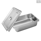 SOGA 2X Gastronorm GN Pan Full Size 1/1 GN Pan 15cm Deep Stainless Steel Tray With Lid GP5405WLIDX2