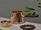 500ml Pure Copper Latte Pitcher Milk Jug with Wooden Handle Kettles Hammer Handcraft Drinkware V1366-AZ2-W-22060