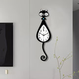 Black Cat-Shaped Clock Home Decor Clock Unique Wall Clock High-Quality Clock Cat V1347-115-BLA-23670