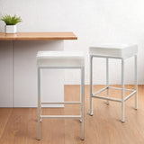 Artiss 4x Bar Stools Leather Padded Metal White BA-TW-9076-WHX4