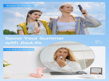 Handheld Mini Fan , 3-in-1 USB Rechargeable Portable Fan with Power Bank & Flashlight, Pocket V1107-HANDHELD MINI FAN (PINK)