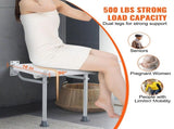 Folding PE Shower Seat, 15.7'' x 14.8'' Unfolded, Wall Mounted Fold Up Shower Bench with 500 lbs V952-SLKPEZCTWKB16SNT7V0