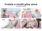 Keezi Kids Slide Swing Set Basketball Hoop Outdoor Playground Toys 170cm Pink KPS-SLIDE-2160-PK