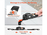 Retractable Ratchet Straps, 25.4 mm x 3 m, Tie Down Straps with S Hooks, 544 kg Break Strength, 4 V952-SXGJLD1INCH1LTOCP001V0