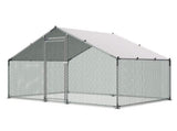Metal Chicken Coop, 9.8x6.5x6.5ft Large Walk-in Chicken Runs with Cover, Spire Roof Hen House V952-JSJS322MJDDM8HJCX001V0
