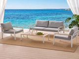Gardeon 4-Piece Outdoor Sofa Set Aluminum Frame table and Chairs White ALU-SOFA-PLW-4PCS-WH-ABC
