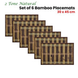 Set of 6 Natural 2 Tone Bamboo Table Placemats 30 x 45cm V442-JTC-PLACEMAT-BAMBOOJN1NA-NATURAL-RE