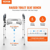 Raised Toilet Seat, 7-Position Height Adjustment 655-805 Mm, 158.7 kg Weight Capacity, with Comfort V952-SJLDSJGMTZDLV1SLQV0