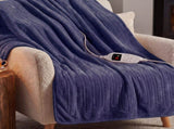 Laura Hill Electric Heated Blanket Throw Rug Soft Coral Fleece 9 Heat Settings - Blue THRG-KH-BU