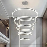 BAMDECOR A18813/5 Modern LED ChandelierRings Round Ceiling Lighting Fixture 3 Color Temperatures V255-BAM-188135-SILVER