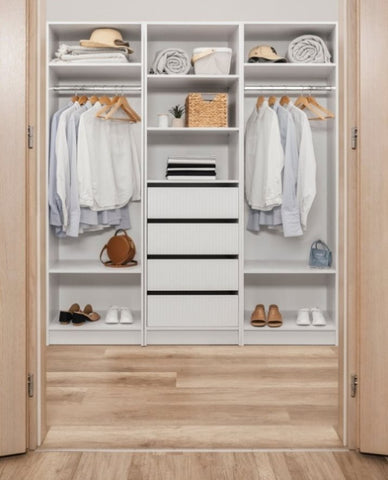 MALMO THREE SHELF/FOUR DRAWER WALK IN WARDROBE - FLUTED V164-ECW4FB