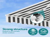 Instahut Retractable Folding Arm Awning Manual Sunshade 4.5Mx3M Grey White AWN-B-ARM-45X30-GRWH