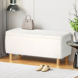 Artiss Storage Ottoman Blanket Box 99cm Teddy Fabric White OTM-8098-TED-WH