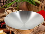 Nonstick Stainless Steel Double Handle Wok Pan Plated Silver for Household Cooking V1192-AZ-W-22635