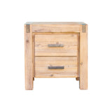 Bedside Table 2 drawers Night Stand Solid Wood Acacia Oak Colour V43-BST-NOW-OAK