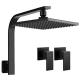 Cefito 8'' Rain Shower Head Wall Arm Square High Pressure Twins Tap Black SHOWER-A3-SQ-8-BK-TAP