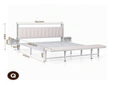 Artiss Queen Metal Bed Frame Boucle Headboard Charging Station Side Table White MBED-C-FAY-Q-WH-AB