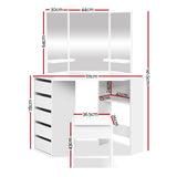 Artiss Dressing Table Stool Set Corner 5 Drawers White FURNI-L-DRESS01-WH-AB