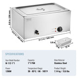 VEVOR Commercial Electric Food Warmer Countertop Buffet 1*18L Pan Bain Marie V952-SYSPBWQPTKQCRX2XJV3