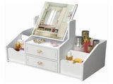 Cosmetic Storage Drawer Large Capacity Plastic Drawer Stationery Container with Mirror White V1294-YM0521-3117220286511