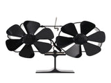 6 Blades Heat Powered Stove Fan Dual Head Fireplace Fan Home Non Electric Fan Black V1294-YM0512-3114220099911