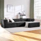 Sarantino Novi 3-Seater Modular Sofa Ottoman Charcoal Black Non-Slip Bottom Lounge SOFA-MLM-232-BK