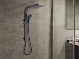 WELS 10" Rain Shower Head Set Square Dual Heads High Pressure with Handheld in Black V63-848021