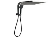 WELS Matt Black Dual Set 16" Extra Large Shower Head 3 Modes Handheld Gooseneck Arm Diverter V1233-A702BHS002M4CBKSS116B