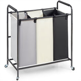 3-Section Laundry Basket, Duty Laundry Hamper Storage Organizer, Laundry Sorter Cart with V952-XYLFJSSSYTB75CJ6HV0