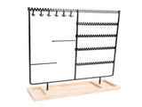 Jewelry Organizer Stand Metal Earring Holder Bracelet Necklace Display Rack with Wooden Base for V1294-YM0901-3117250138611