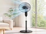 DEVANTI 16" Pedestal Fan with Remote 3 Speeds 8H Timer, Black PF-RC-40G2M-BK