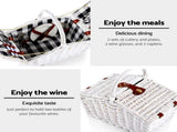 Alfresco 2 Person Picnic Basket Set Willow Vintage Baskets Insulated Blanket Bag PICNIC-2PPL-BASKET-WH