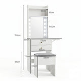 Levede Dressing Table Stool Dressing Vanity Desk Mirror LED Charging Station VM1036-WH-AU