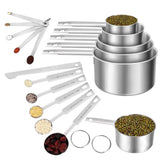 Measuring Cups and Spoons Set of 16,5 Stainless Steel Nesting Measuring Cups 5 Spoons,1 Leveler V1369-AZ3-W-22166