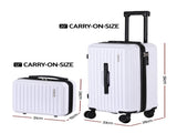 Wanderlite 2pcs Trunk Luggage Suitcase Travel Carry On TSA Lock 12" 20" White LUG-ABS-TRUK-12-20-WH