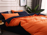 Dark Blue And Orange Stitching Ultra-Soft Solid Color 4-Piece Bedding Set - Queen Size V888-ELOSUNG21509