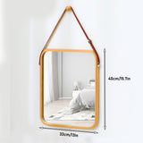 CARLA HOME Hanging Wall Mirror with Bamboo Frame with Adjustable Leather Strap for Bathroom, LSB-36293