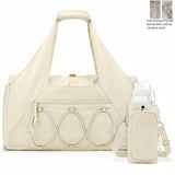White High-Capacity Gym Duffel Set with Bonus Bottle Phone Pouch, Separate Shoe Compartment & V888-ELOSUNG45622