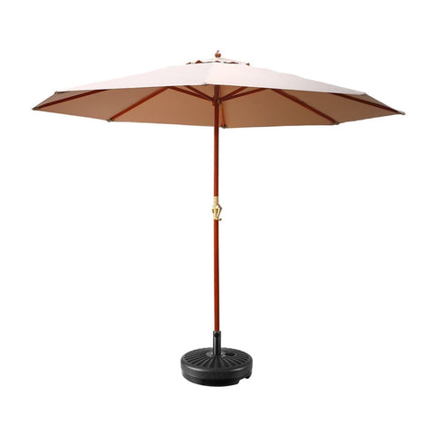 Instahut 3m Outdoor Umbrella w/Base Pole Umbrellas Garden Sun Stand Deck Beige UMB-POLE-3-H-BG-BASE